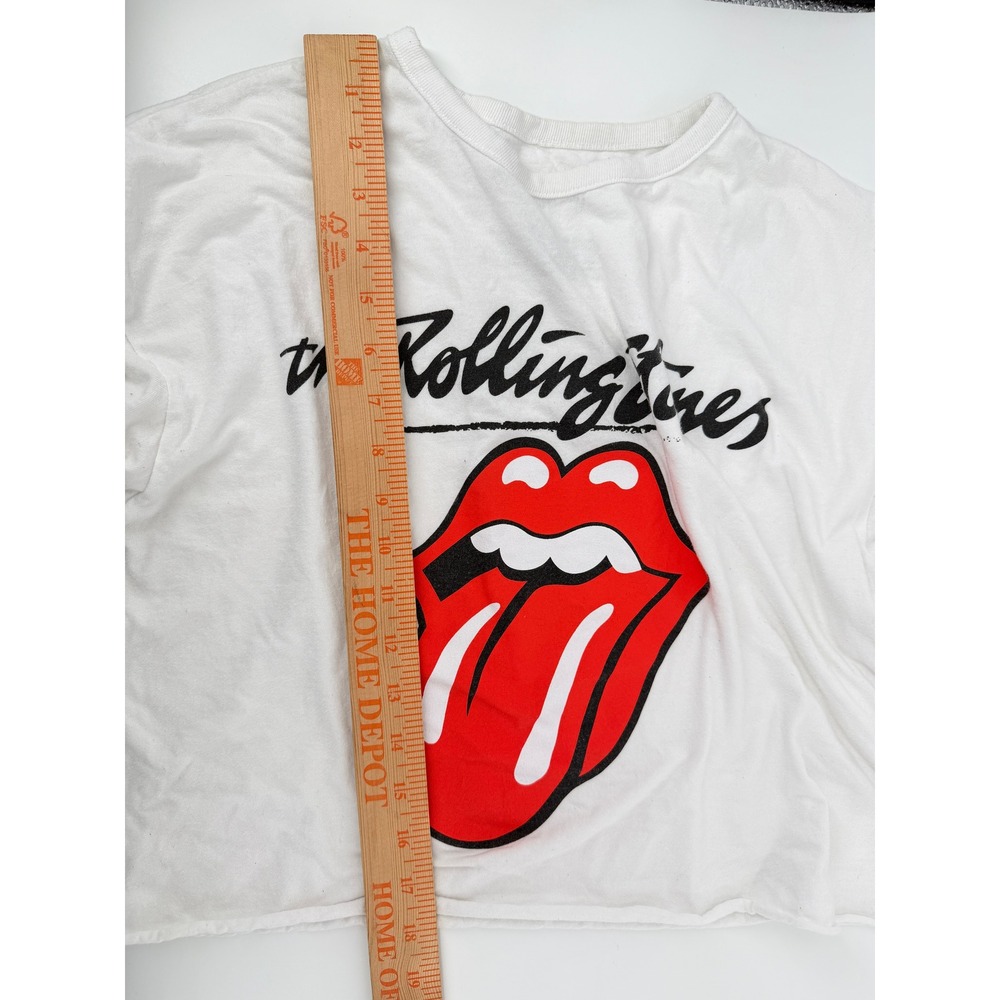 The Rolling Stones Graphic Cropped T-Shirt White Red Tongue Logo Small - Picture 4 of 5